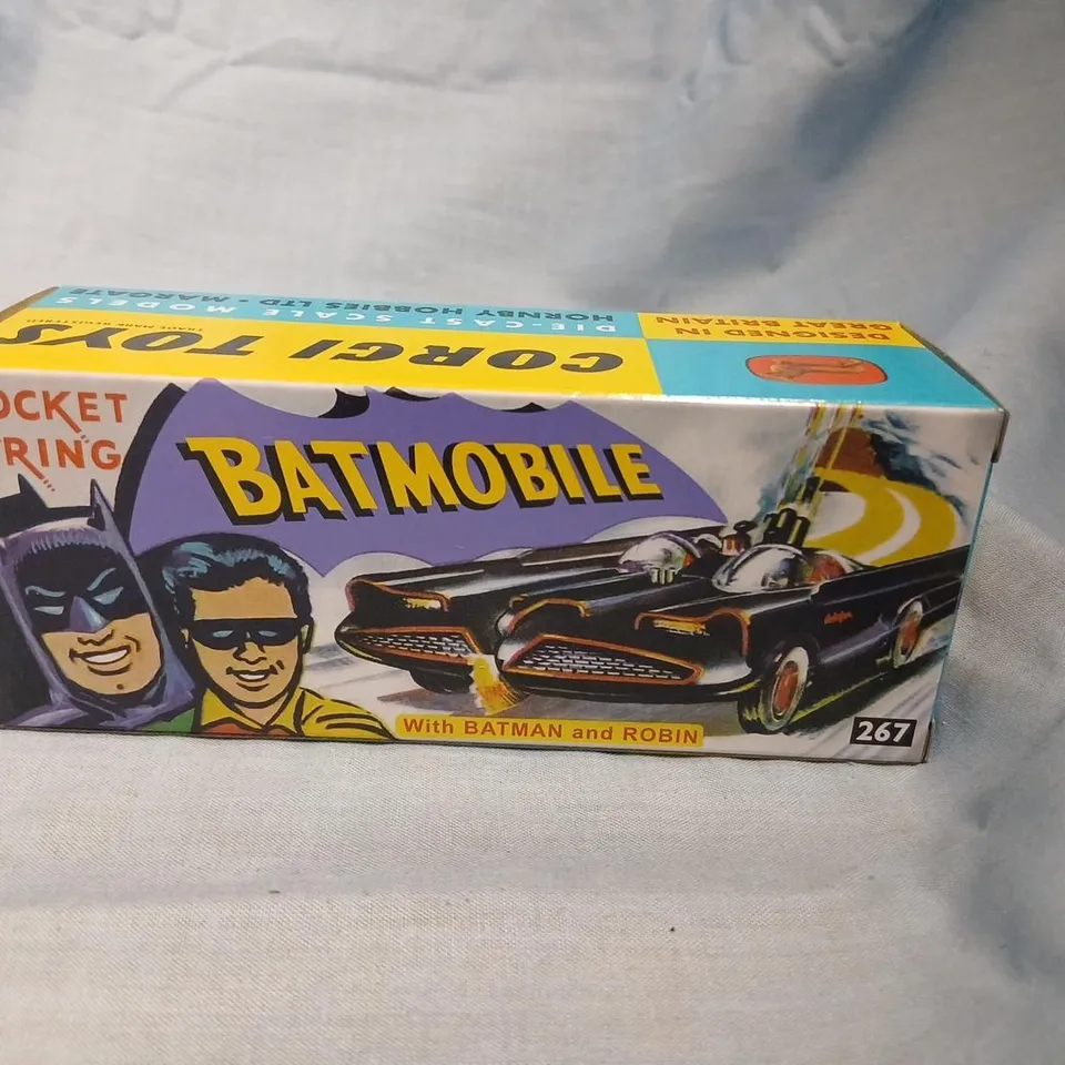 BATMAN BATMOBILE TOY BOX – ROCKET FIRING, WITH BATMAN AND ROBIN (BOXED) CORGI TOYS 267