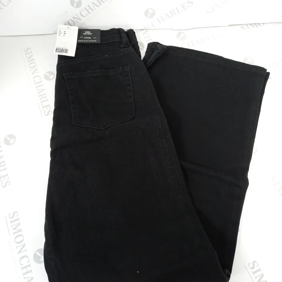 DIVIDED WIDE HIGH WAIST BLACK JEANS - UK 10