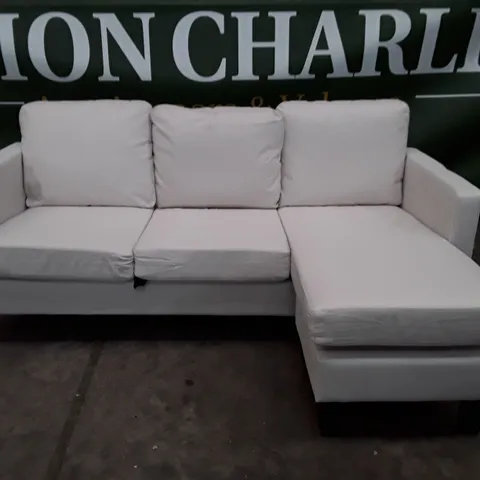 QUALITY DESIGNER SOFA WITH RHF CHAISE - WHITE FABRIC