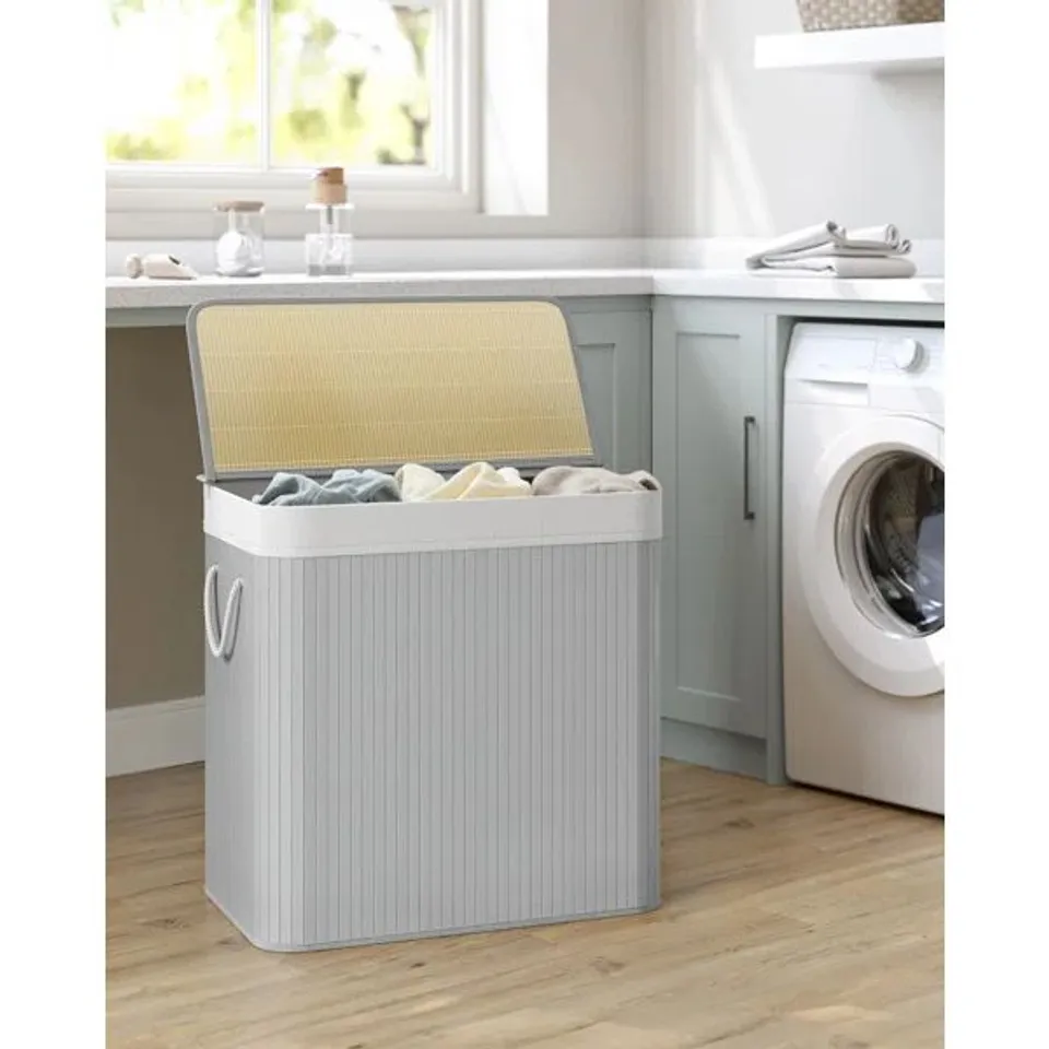 BOXED BAMBOO LAUNDRY SORTER WITH HANDLES