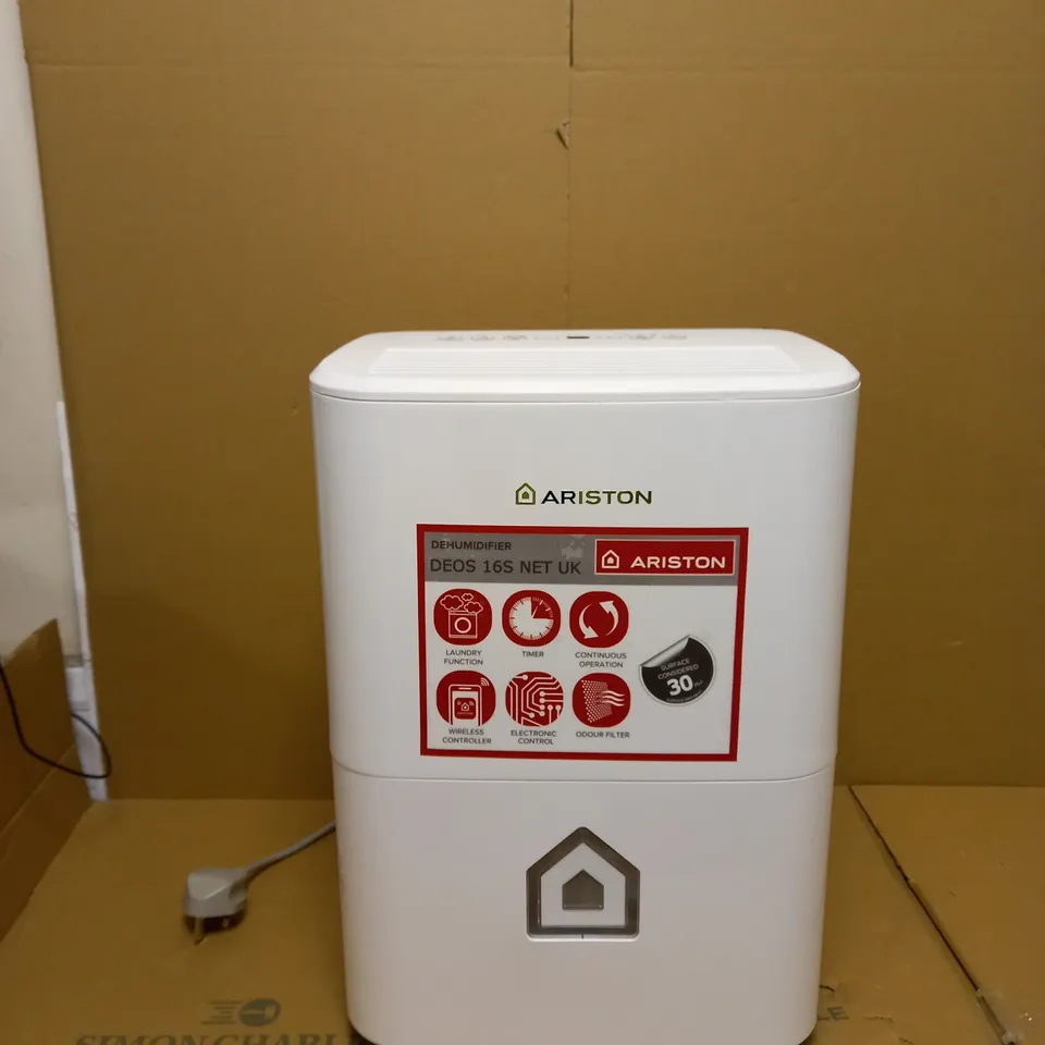ARISTON DEOS 16S NET UK DEHUMIDIFIER - MANUFACTURED TO BE INSTALLED IN UK, WHITE