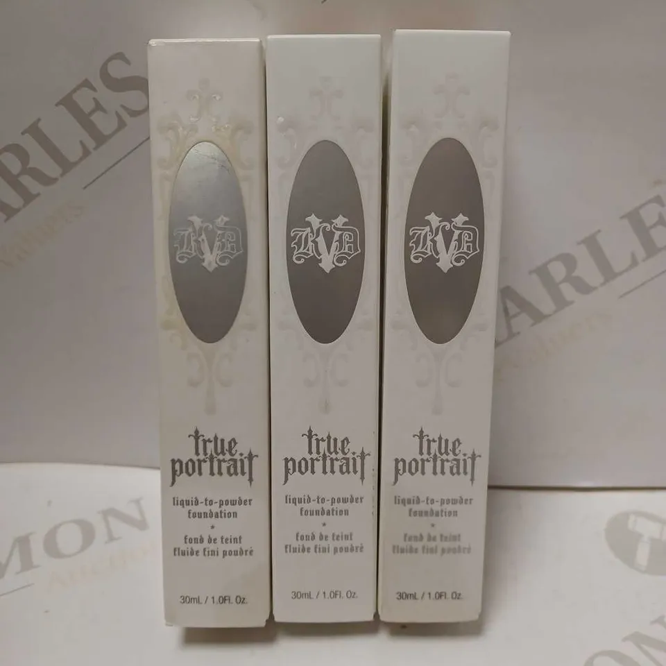 LOT OF 6 X 30ML ASSORTED KVD VEGAN BEAUTY TRUE PORTRAIT FOUNDATION - TAN 076 & TAN 060 