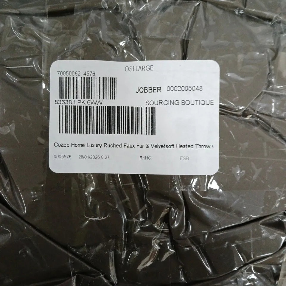 COZEE HOME LUXURY RUCHED FAUX FUR & VELVETSOFT HEATED THROW