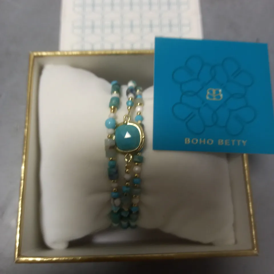 BOHO BETTY ADRIA AQUA GOLD BRACELET IN BOX