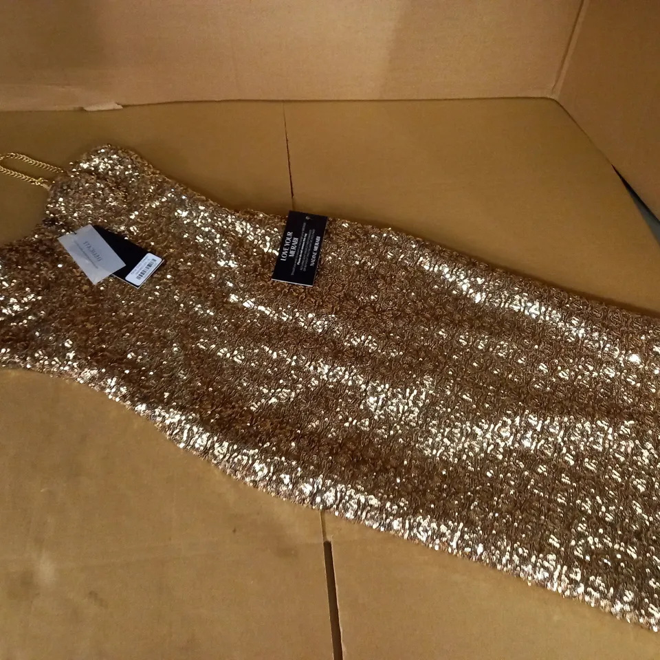 BOXED NADINE MERABI NINA GOLD DRESS - S