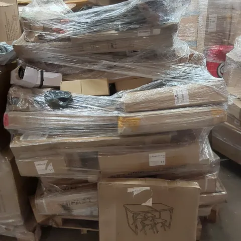 PALLET CONTAINING VARIOUS ASSORTED BOXED HOUSEHOLD ITEMS TO INCLUDE, EXPANDABLE HOSE, PICNIC SET, 2.6M STAINLESS STEEL LADDER, HANDHELD PRESSURE WASHER, CORDLESS VAC AND LOTS MORE UNMARKED BOXED ITEMS