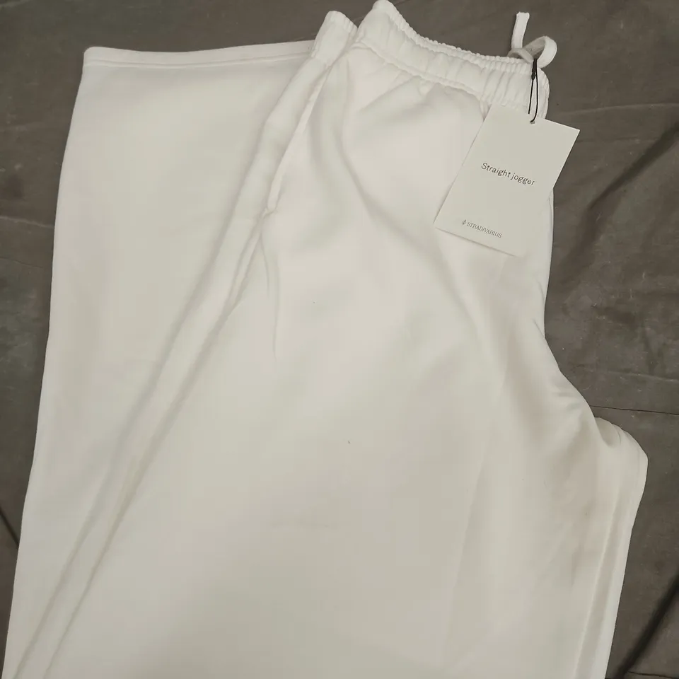 UK M White Straight Jogger Trousers – (US M, EU M, IT M, MEX 28)