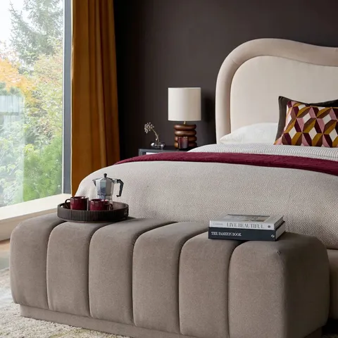 BOXED DANETTI LILLIAN MOCHA PLUSH FABRIC BENCH