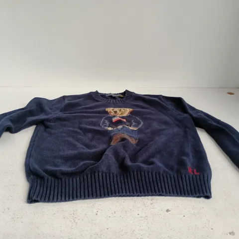 POLO RALPH LAUREN BLUE KNITTED JUMPER CHILDRENS LARGE