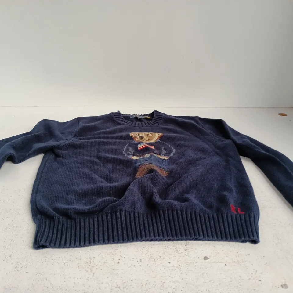 POLO RALPH LAUREN BLUE KNITTED JUMPER CHILDRENS LARGE