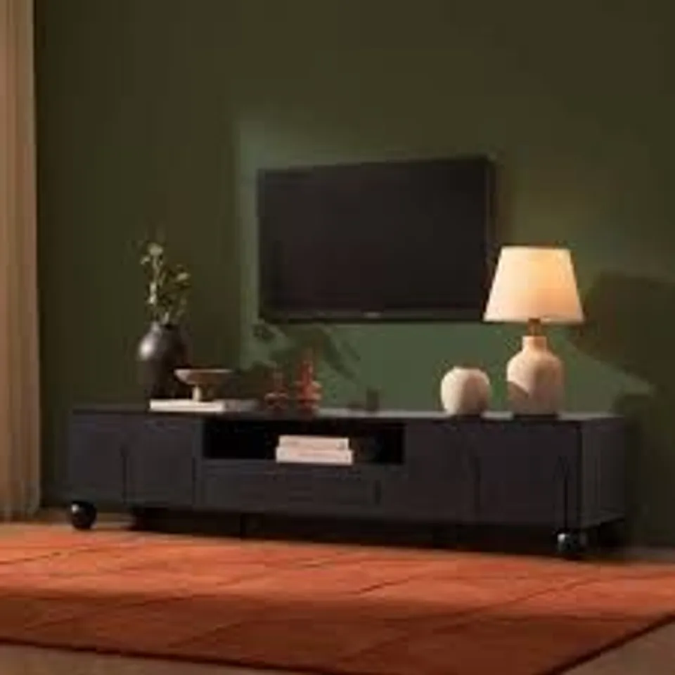 BOXED RACHEL ARCH FRONT TV UNIT FOR TVS UP TO 75"- BLACK