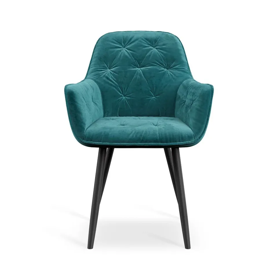 BOXED SET OF 2 ANIKA VELVET DINING CHAIRS IN BLUE (1 BOX)