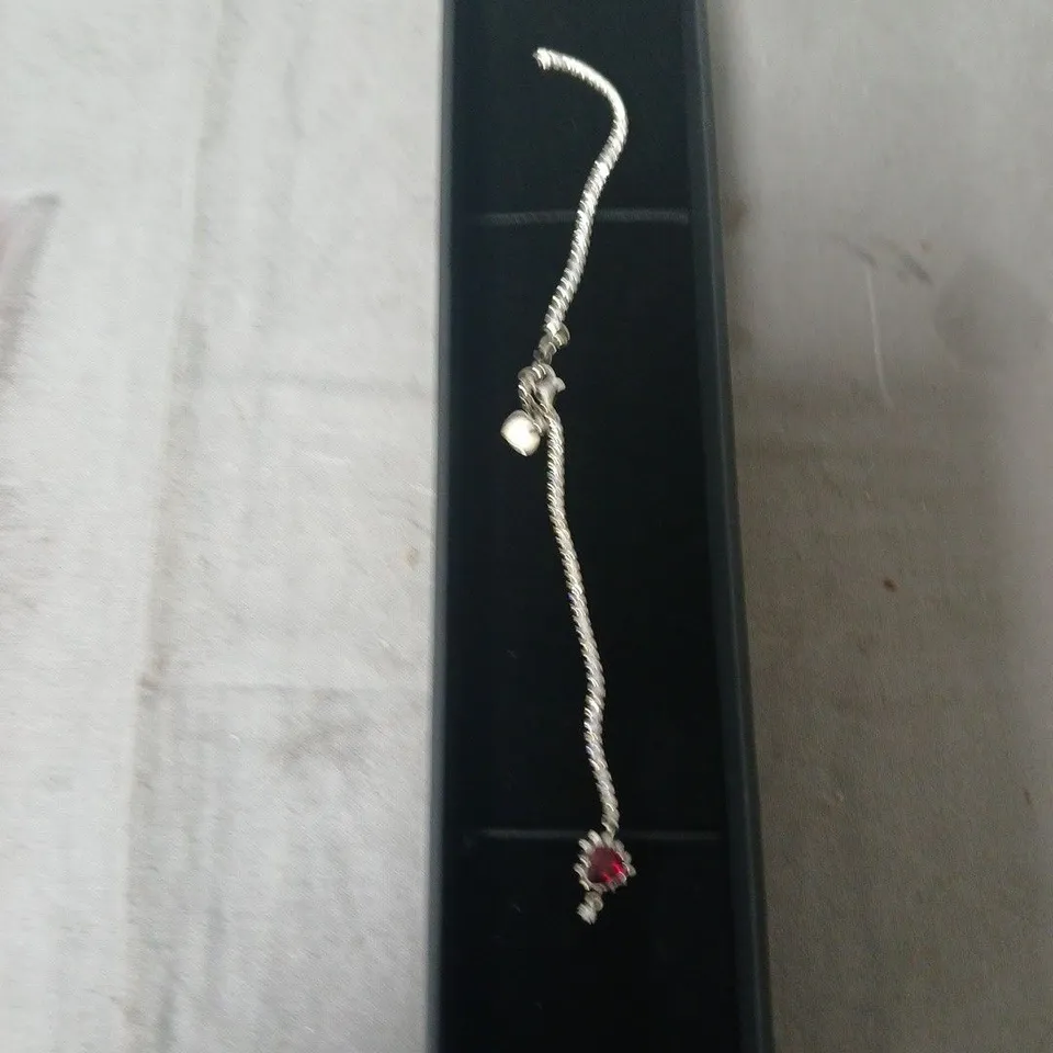 THOMAS SABO SILVER BRACELET WITH RED HEART GEM CHARM – BOXED-WITH GIFT BAG 
