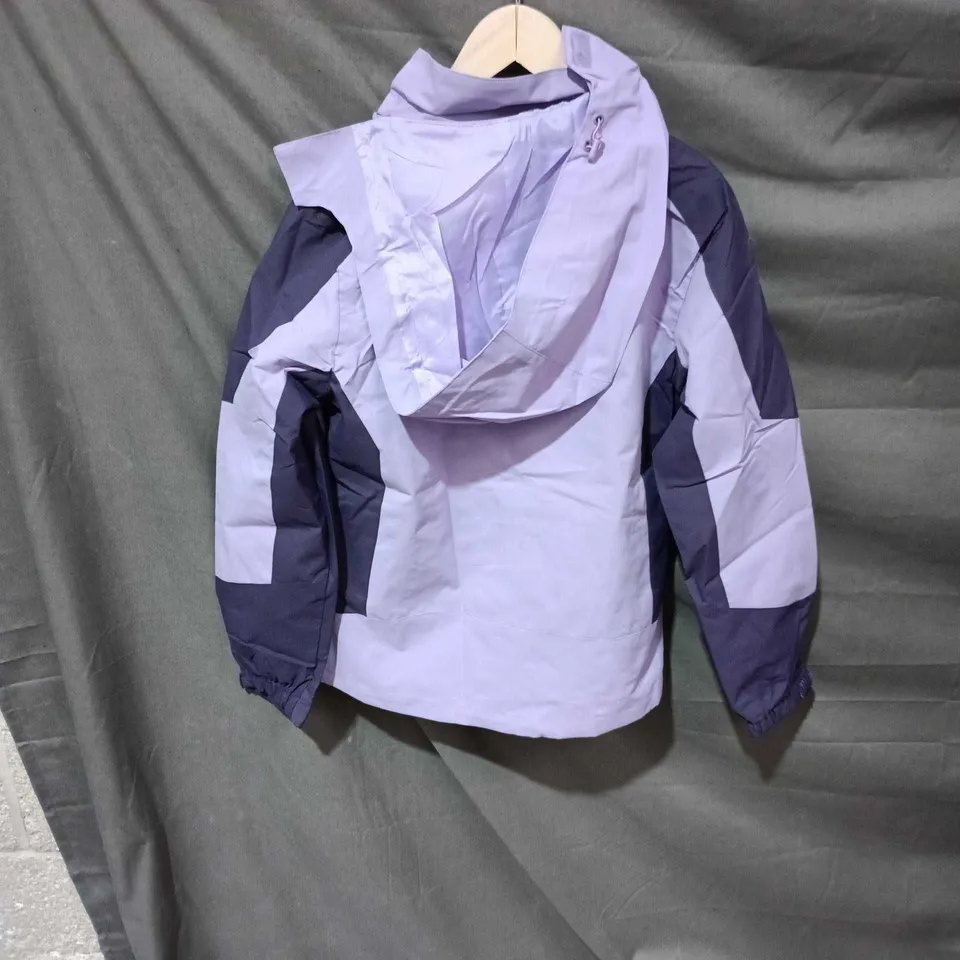 UNISEX OUTDOOR JACKET – LAVENDER WITH DARK PURPLE PANELS, HOOD, UK L (L) SPORTS OUTDOOR BRAND