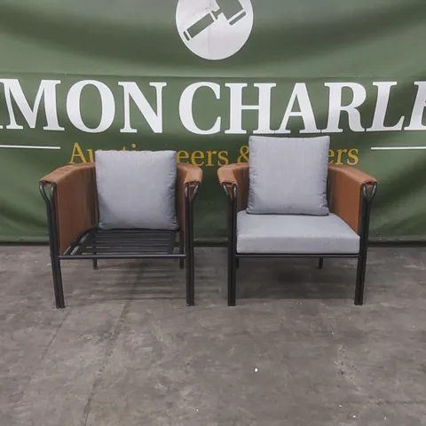 PAIR OF DESIGNER GARDEN CHAIRS - MISSING CUSHION