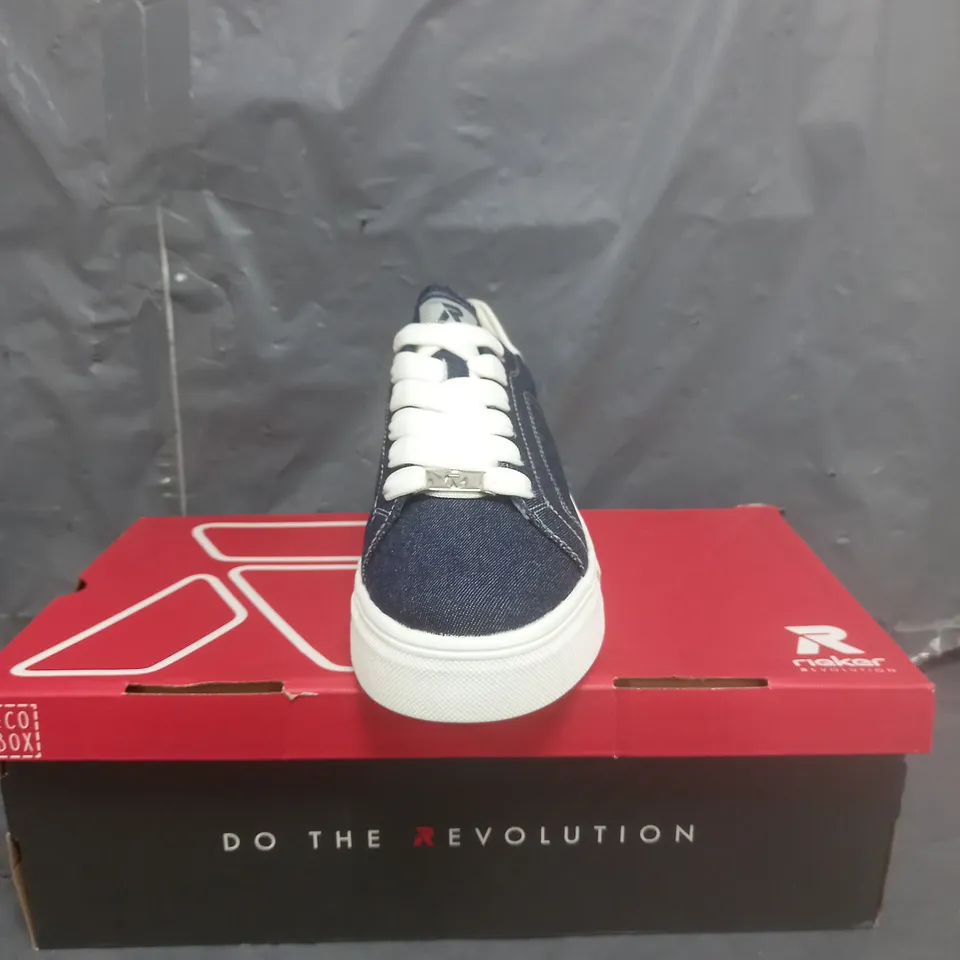 RIEKER CHUNKY PLATFORM TRAINERS DENIM BLUE SIZE 5