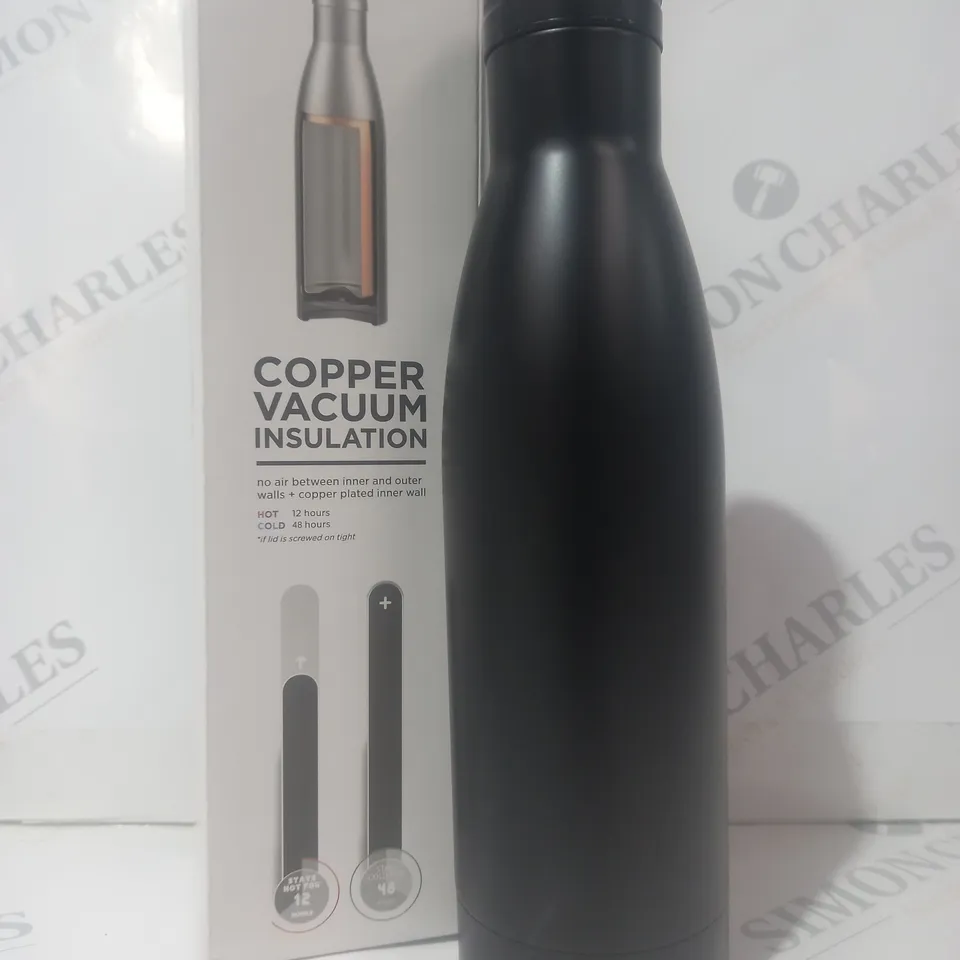 BOXED COPPER VACUUM INSULATION BOTTLE IN BLACK