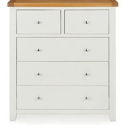 BOXED HAMILTON 2 OVER 3 CHEST - WHITE/OAK (1 BOX)