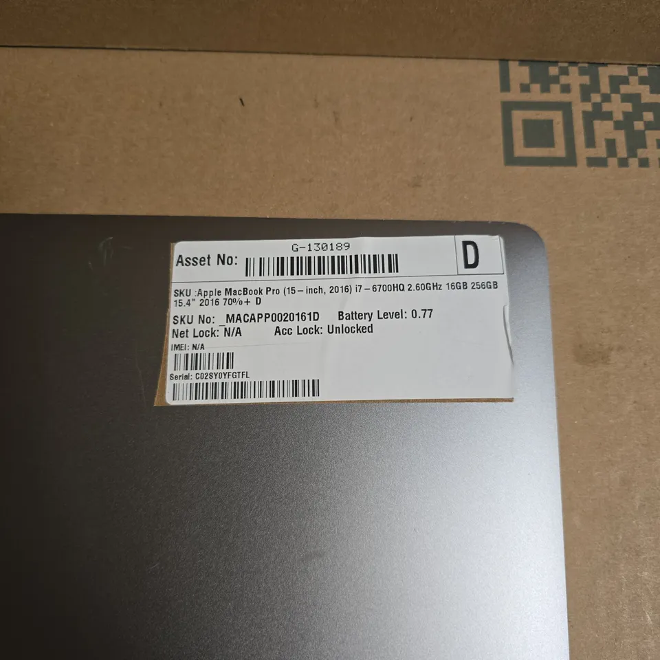 APPLE MACBOOK PRO (15-INCH, 2016) SPACE GRAY – I7-6700HQ, 16GB RAM, 256GB SSD