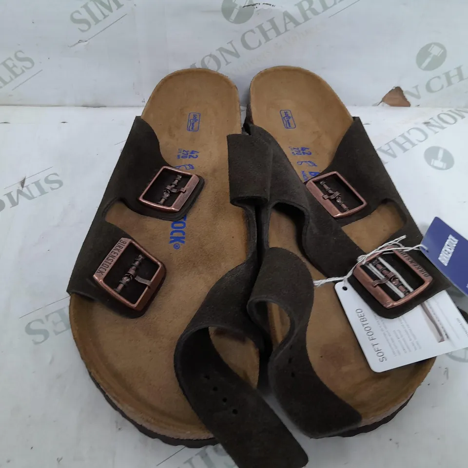 PAIR OF BIRKENSTOCK SATCHEL SANDALS IN BROWN - SIZE 42