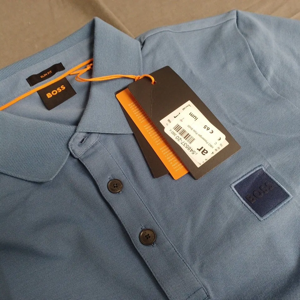 BOSS SLIM FIT BLUE POLO SHIRT - M