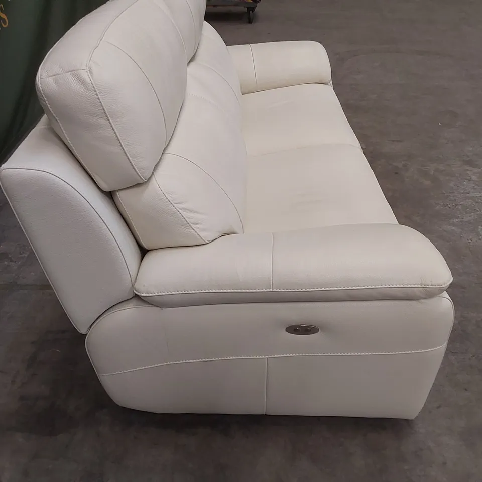 QUALITY DESIGNER ITALIAN MADE PATRIZIO 3 SEATER ELECTRIC RECLINING SOFA IN WHITE LEATHER