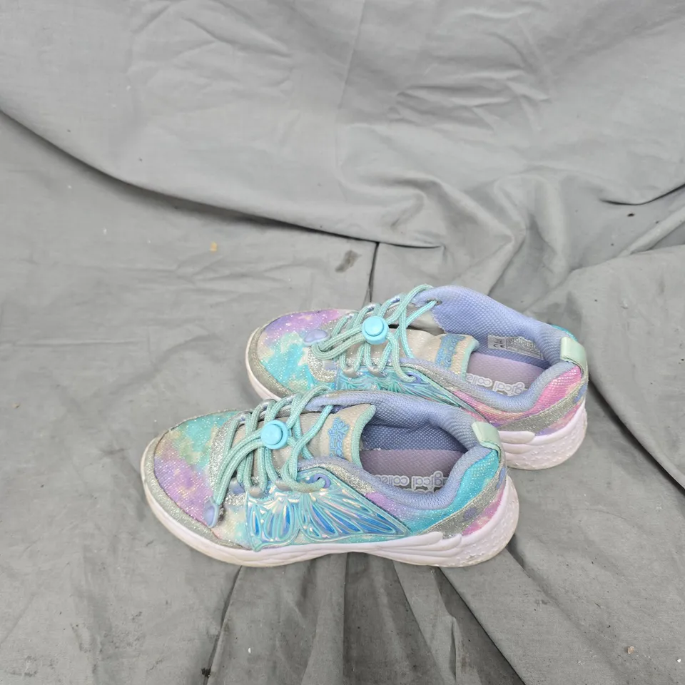 SKECHERS KIDS' TRAINERS – PASTEL TIE-DYE WITH TURQUOISE DETAILS SMALL UK SIZE 12 