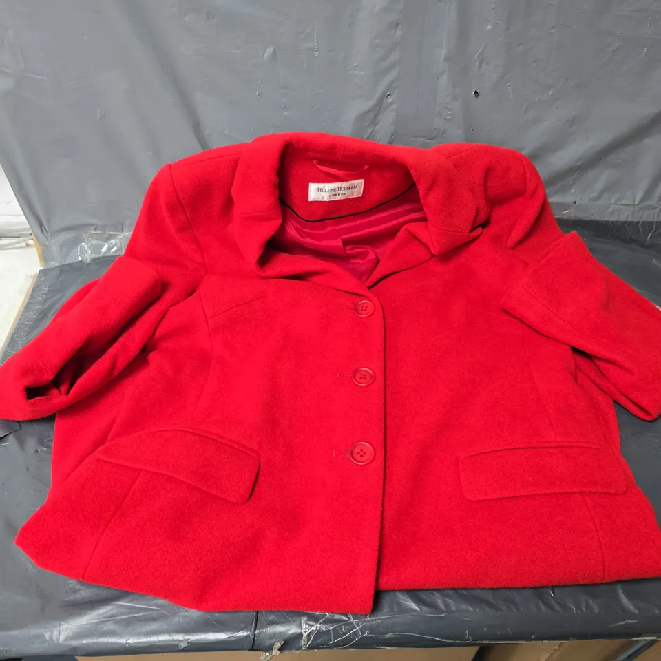 HELENE BERMAN RED LONGCOAT - SIZE UNSPECIFIED