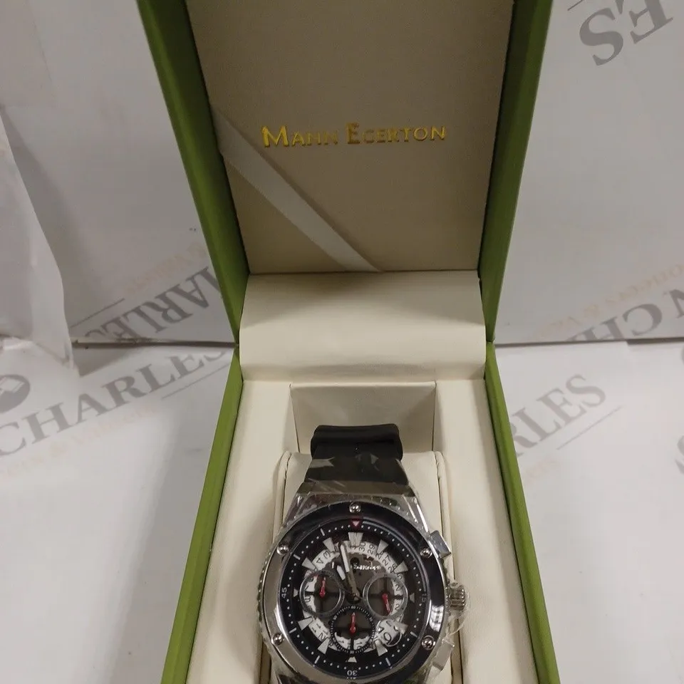 BOXED MANN EGERTON FUSION STEEL RUBBER STRAP WATCH 