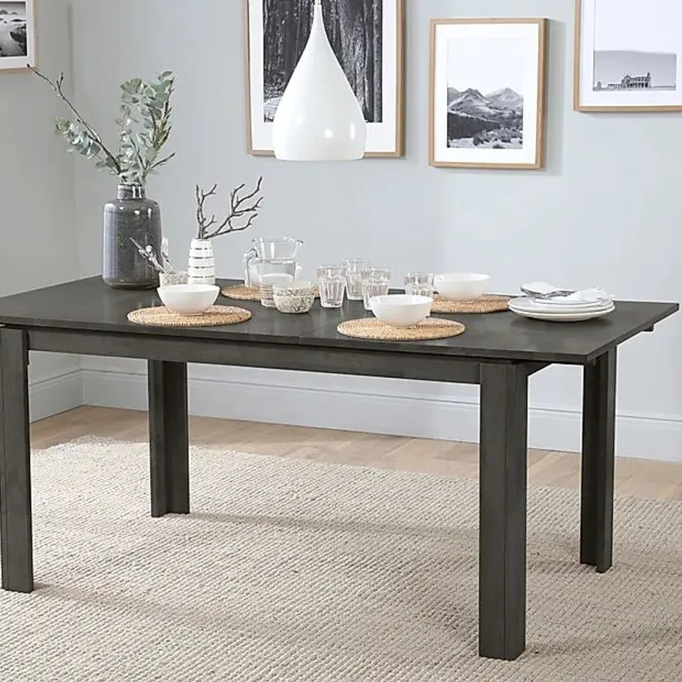 BOXED BALI GREY WOOD 150-180CM DINING TABLE