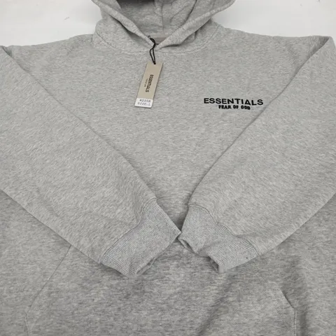 FEAR OF GOD ESSENTIALS HOODIE – GREY – UK SIZE L