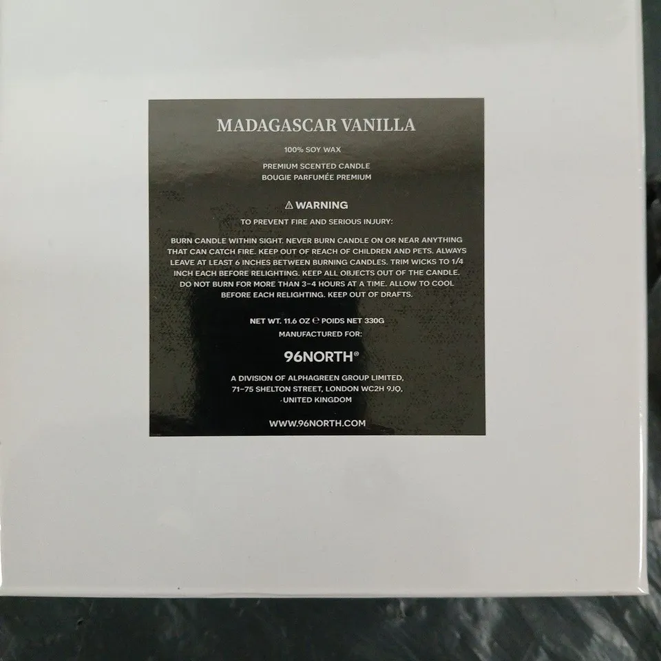 3X 96NORTH MADAGASCAR VANILLA SOY WAX CANDLE – PREMIUM SCENTED CANDLE 330G 