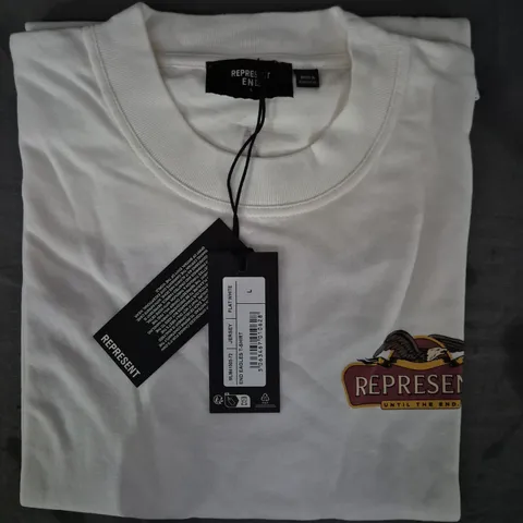 REPRESENT END EAGLES T-SHIRT IN WHITE SIZE LARGE