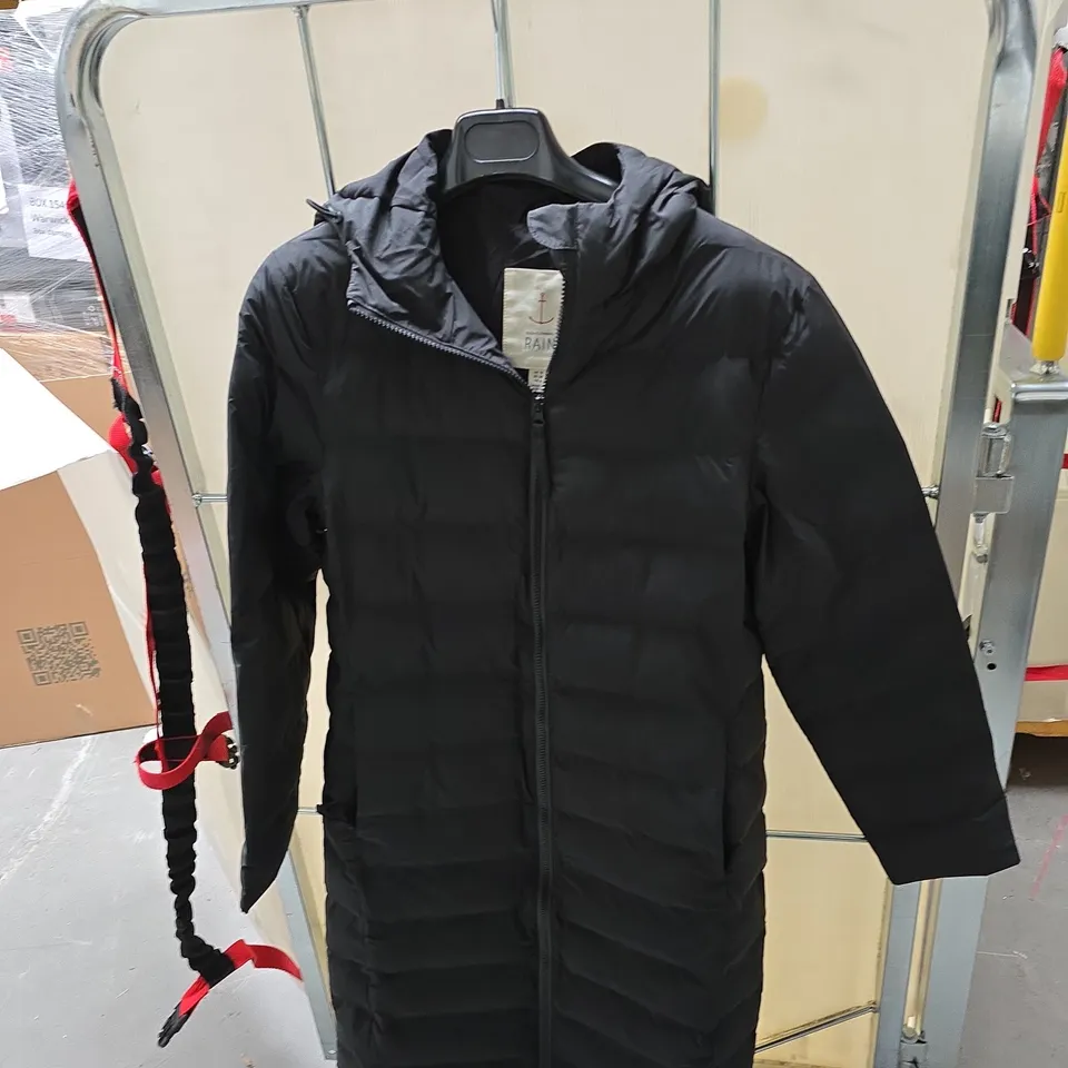 SEASALT CORNWALL RAIN LONG PUFFER COAT – UK 10, BLACK