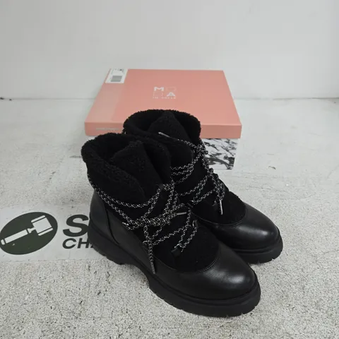 ZERMATT BLACK SUEDE BOOTS WITH FAUX SHEARLING TRIM – UK 6 (EU 39)