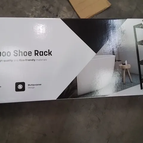 BOXED KEPLIN 4 TIER BAMBOO SHOE RACK BLACK