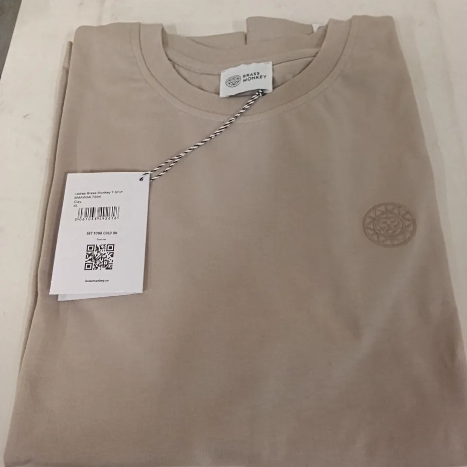 BOX OF BRASS MONKEY T-SHIRTS - CLAY SIZE XL APPROXIMATELY 14
