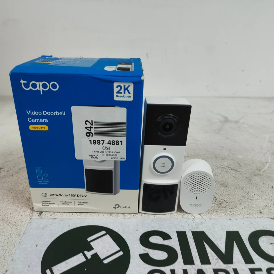 TAPO VIDEO DOORBELL CAMERA – 2K RESOLUTION, BOXED
