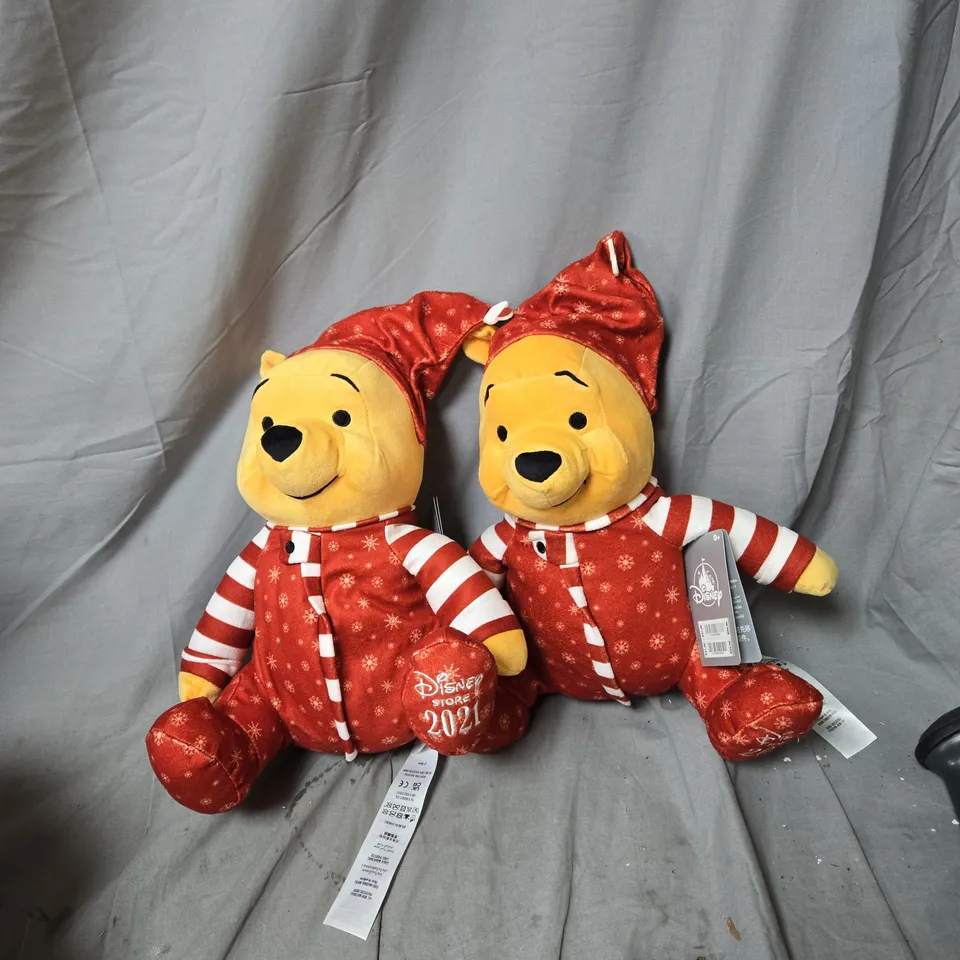 2 X DISNEY STORE WINNIE THE POOH PLUSH TOYS IN RED CHRISTMAS OUTFITS – 2021