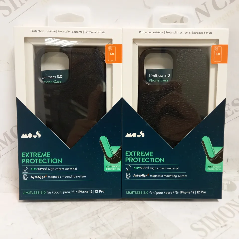 LOT OF 2 MOUS LIMITLESS 3.0 BLACK LEATHER PHONE CASES FOR IPHONE 12/12 PRO