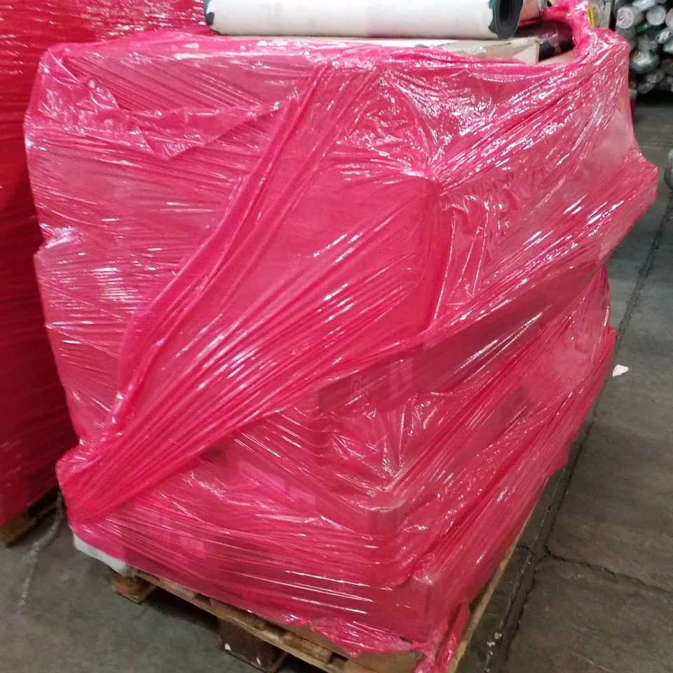 PALLET OF ASSORTED PRODUCTS INCLUDING TRANSPORT BOX, LED CEILING FAN, CANOPY TENT, YOGA MAT