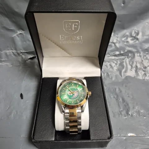 MENS ERNEST FERDINAND WATCH – GLOBAL DIAL – STAINLESS STEEL STRAP