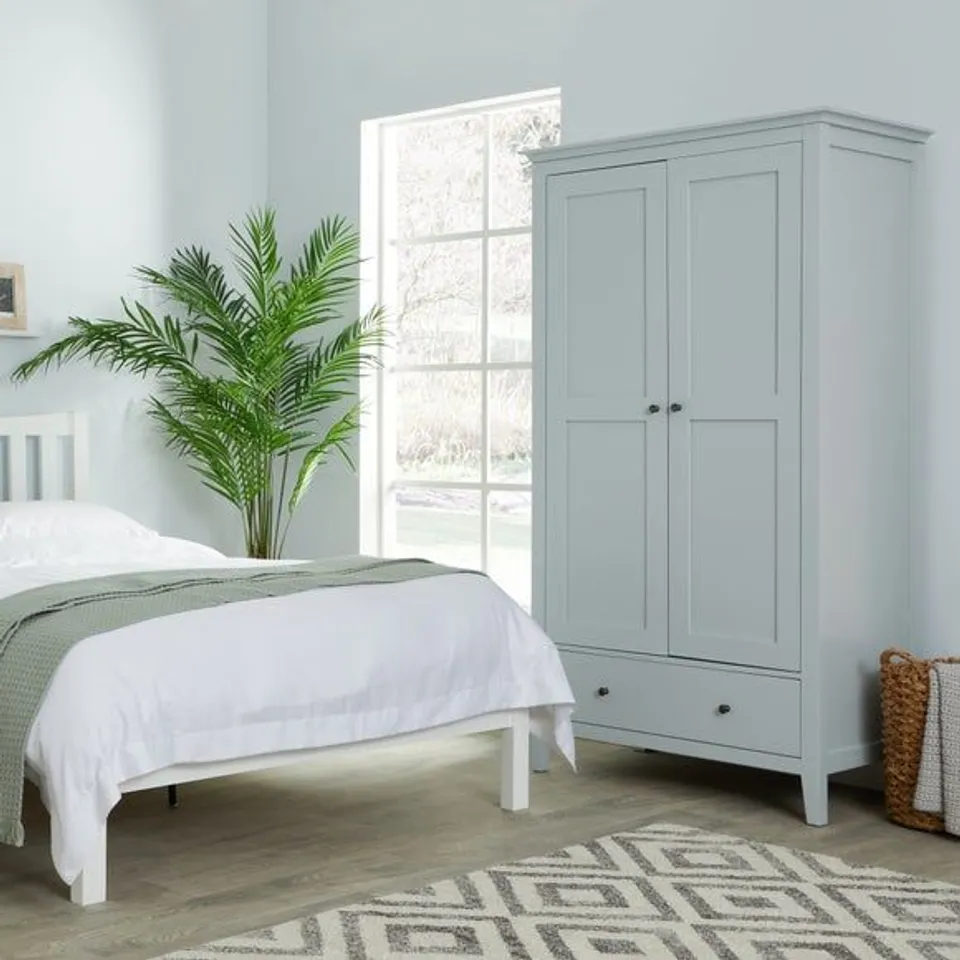 BOXED LYNTON DOUBLE 1 DRAWER WARDROBE - GREY (2 BOXES)