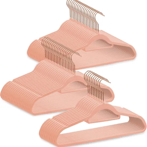 BOXED GRANDMA SHARK COAT HANGER, VELVET FLOCK WITH 2 NON-SLIP NOTCHES, TIE ORGANIZER AND 360° HOOK, SPACE SAVING HANGER FOR COATS, SUSPENDERS, JACKETS AND SUITS (50) - PINK 