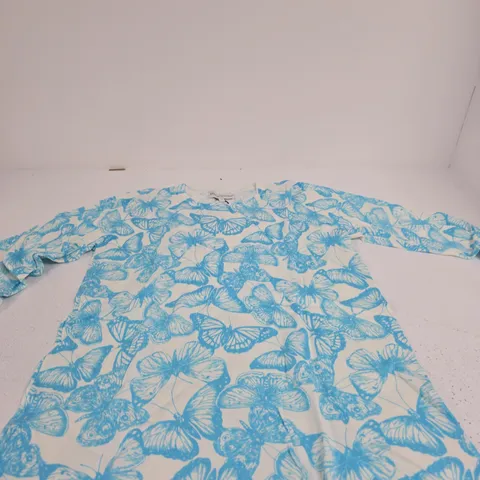 MUDFLOWER BLUE BUTTERFLY PRINT TOP β UK SIZE S