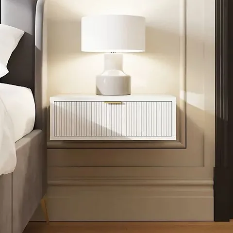 BOXED SIENNA WALL MOUNTED PAIR OF BEDSIDE TABLES