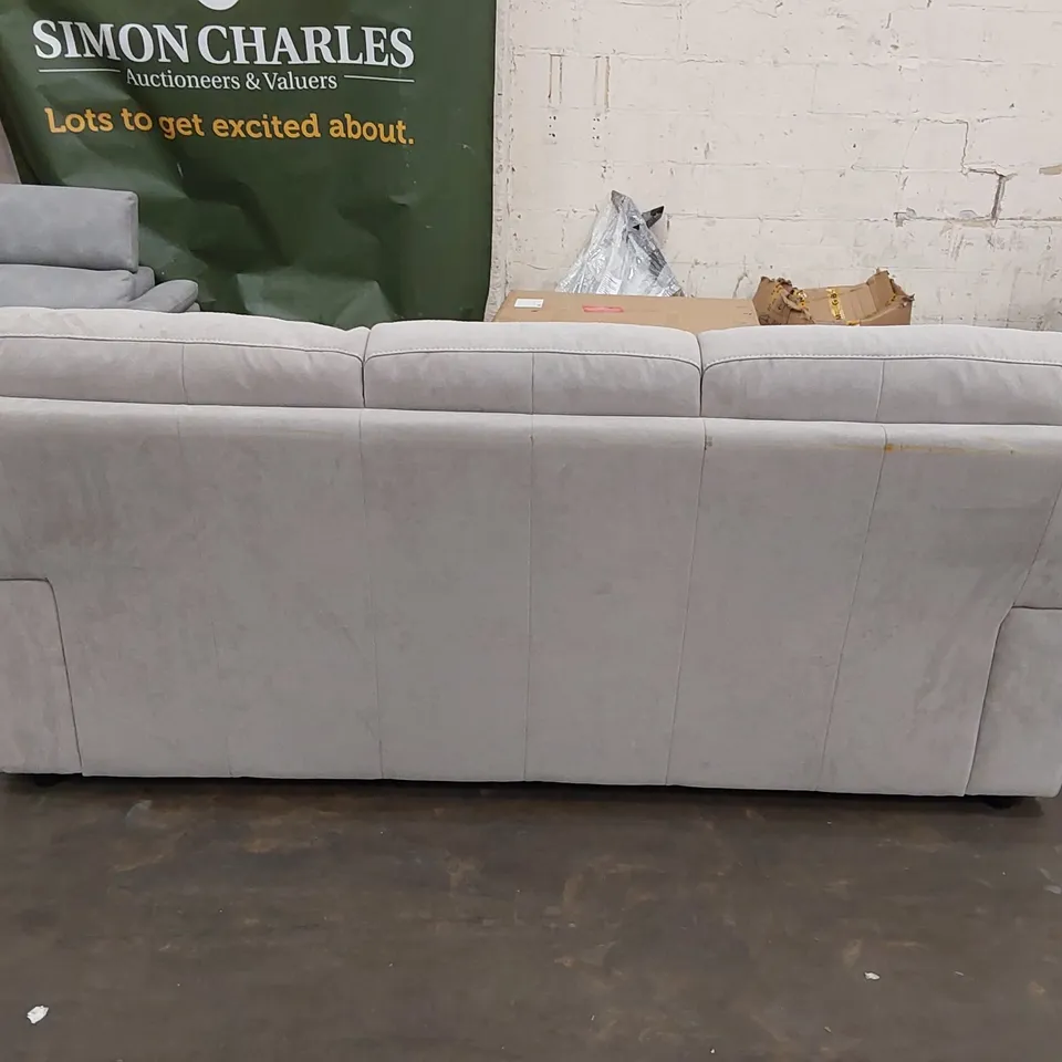 DESIGNER GREY SUEDE 3 SEATER SOFA (1 ITEM)