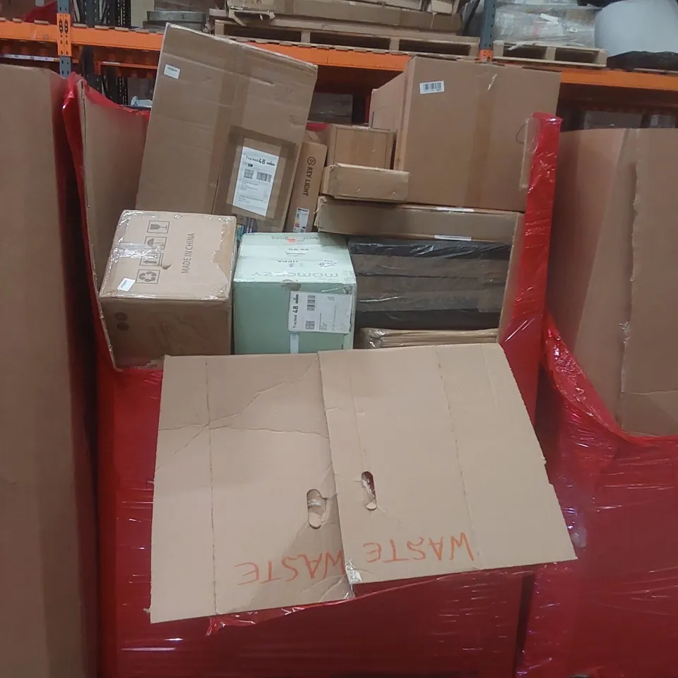 PALLET CONTAINING A VERY LARGE QUANTITY OF ASSORTED ITEMS INCLUDING: STACK N ROLL MODULAR STORAGE SYSTEM, COAT HANGERS, PORTABLE PCP AIR COMPRESSOR ECT