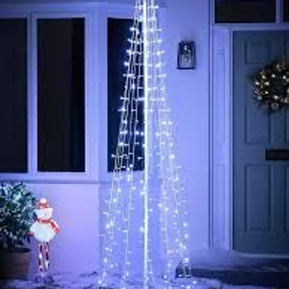 BOXED 2.4M LED METAL CONE OUTDOOR CHRISTMAS TREE WITH STAR TOPPER