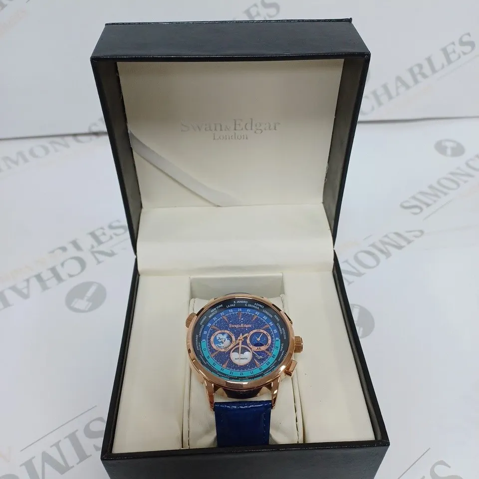 SWAN & EDGAR WELKIN AUTOMATIC CELESTIAL ROSE BLUE WATER RESISTANT 3ATM